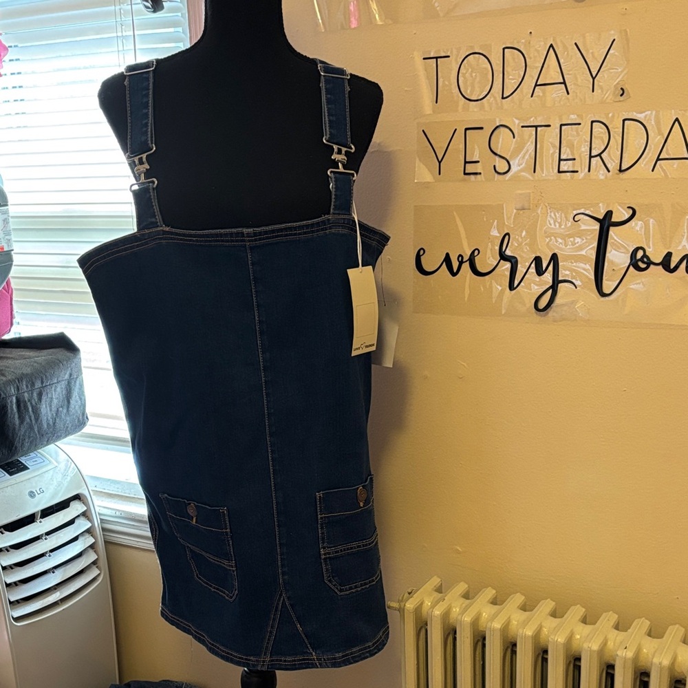 Denim Mini Dress with Adjustable Straps